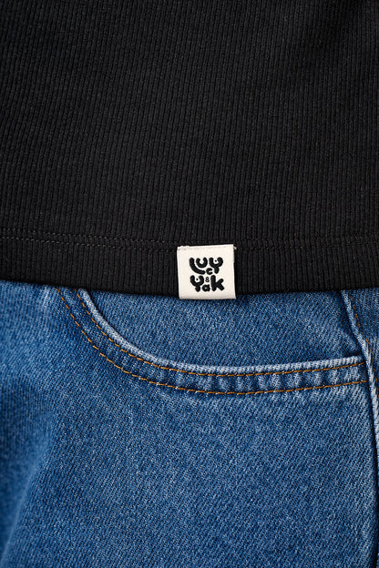 Gracie - Cotton T-Shirt in Black