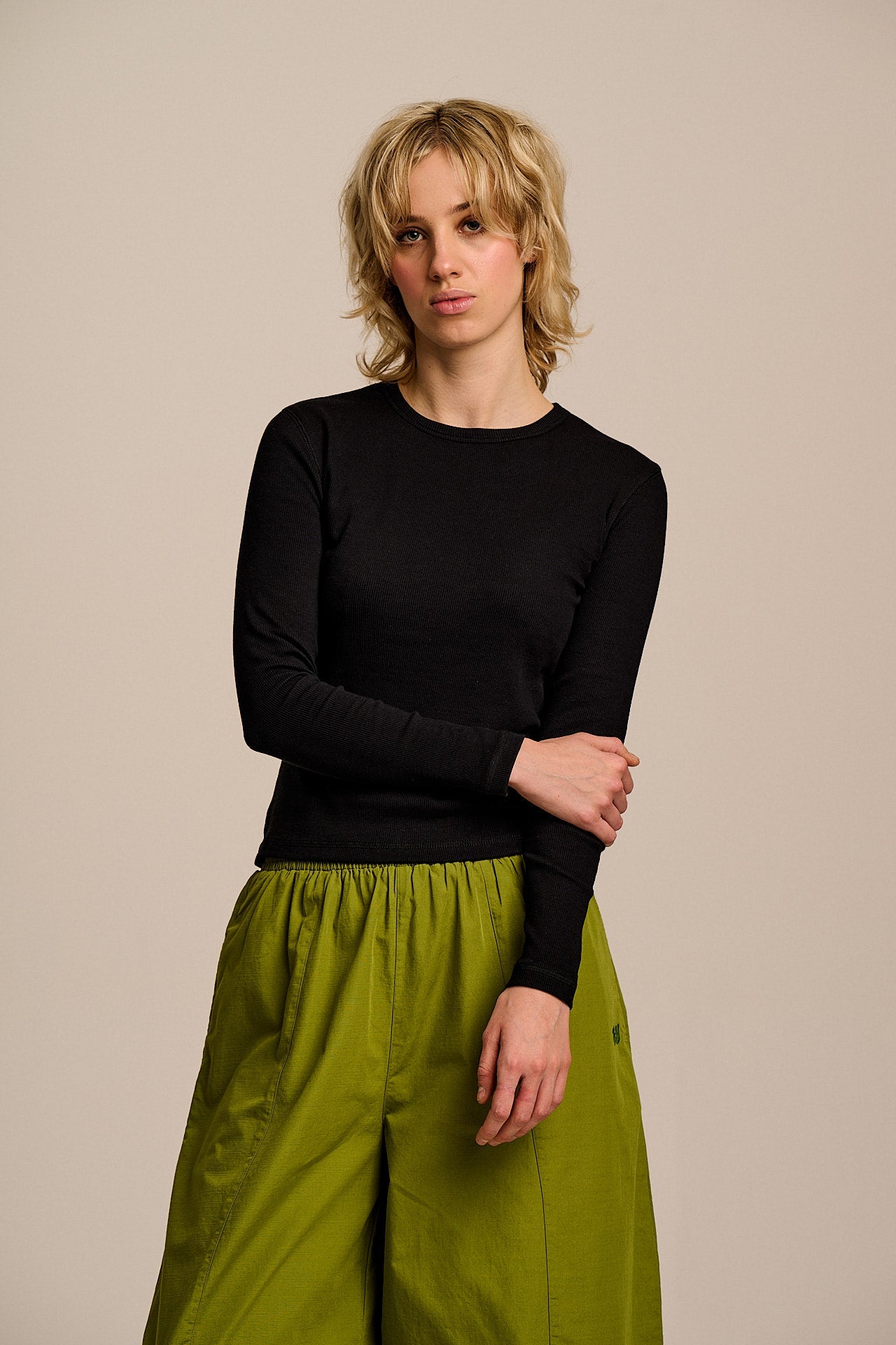 Grayson - Long Sleeve Cotton Jersey Top in Black