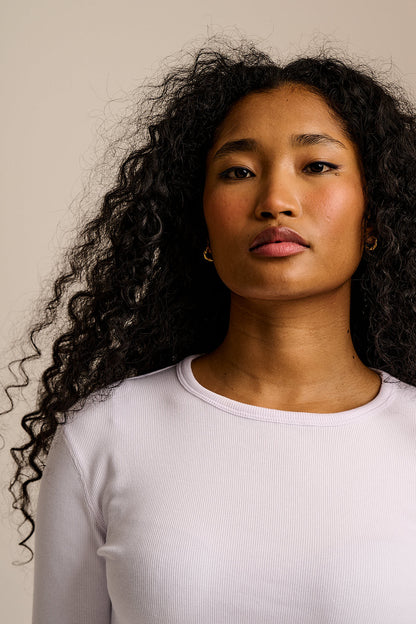 Grayson - Long Sleeve Cotton Jersey Top in White