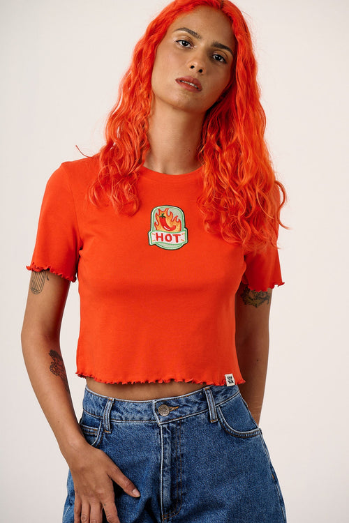L.E Greta - Cotton T-Shirt in Red Brooke Hornsby & Yak