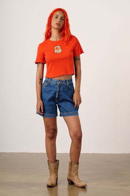 L.E Greta - Cotton T-Shirt in Red Brooke Hornsby & Yak