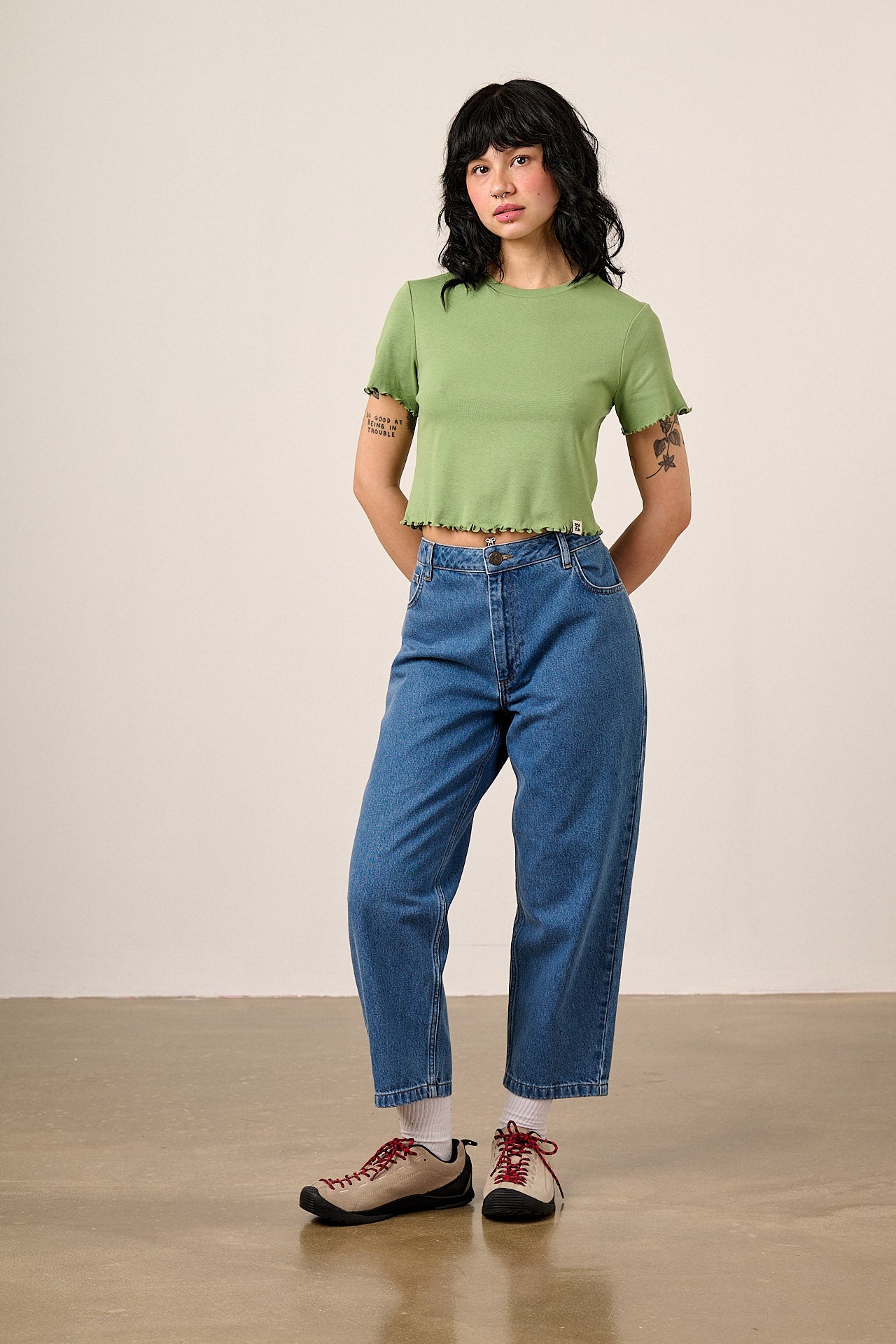 Greta - Cropped Cotton Top in Green