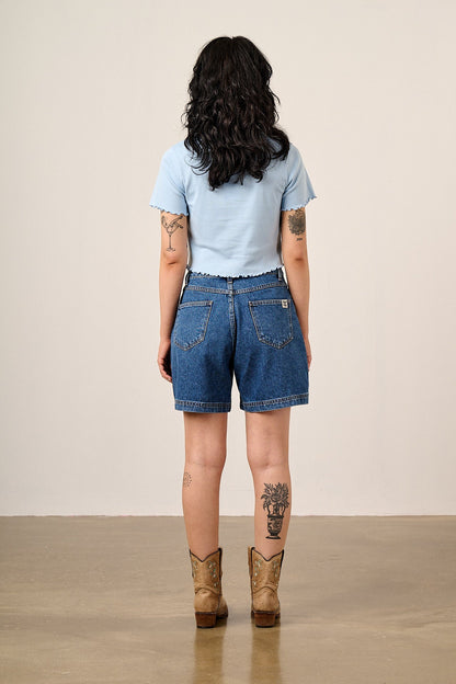 Greta - Cotton T-Shirt Blue Celestial Dreaming Print