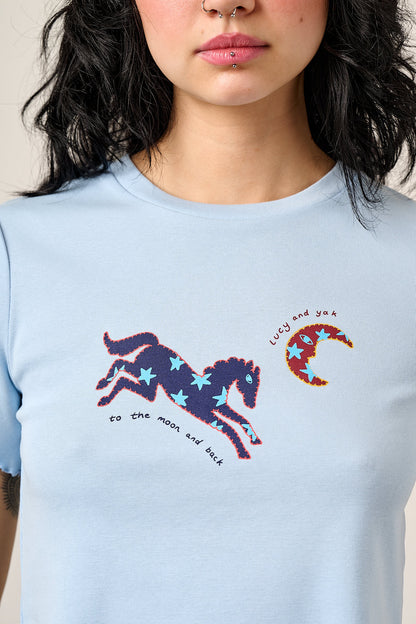 Greta - Cotton T-Shirt Blue Celestial Dreaming Print