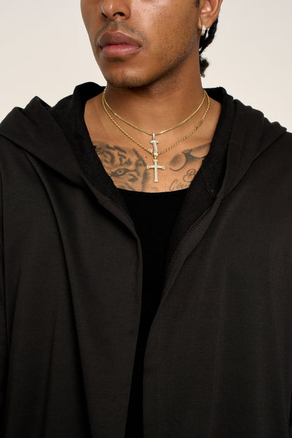 Long Length Drape Cape Cardigan Hoodie
