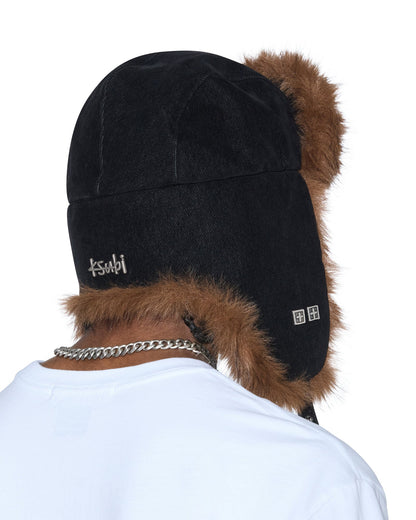 TRAPPER HAT FLOCKED BLACK