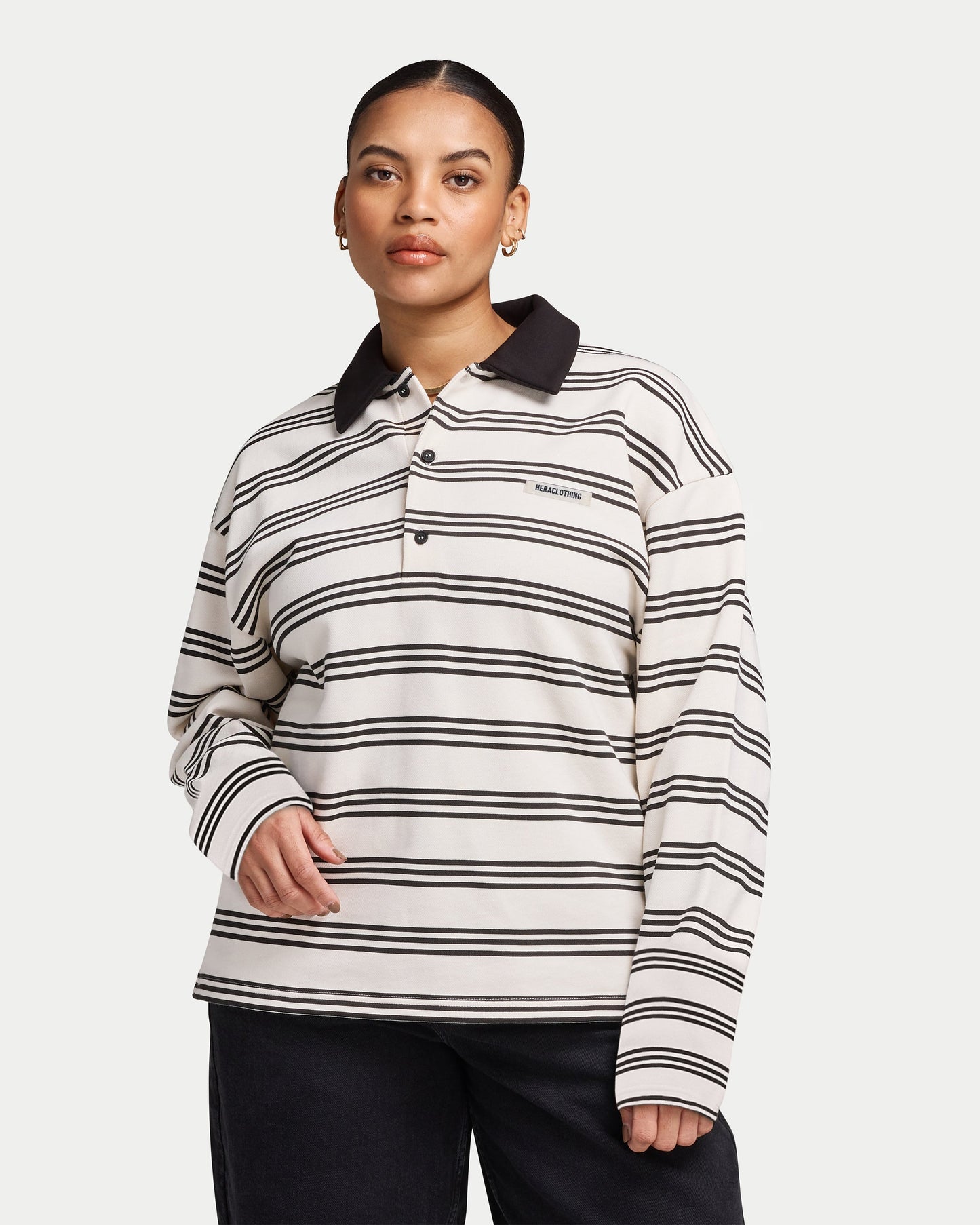 Womens Striped Rugby Polo Shirt