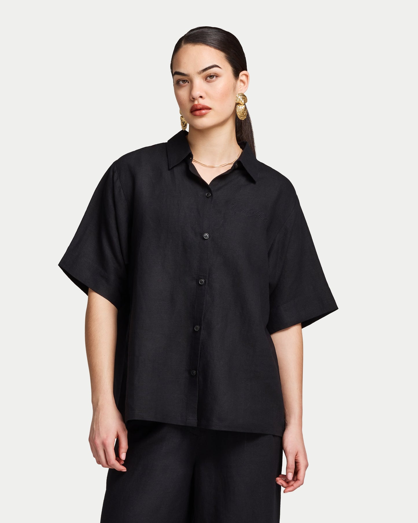 Womens Resort Linen Dual-Wear Shirt