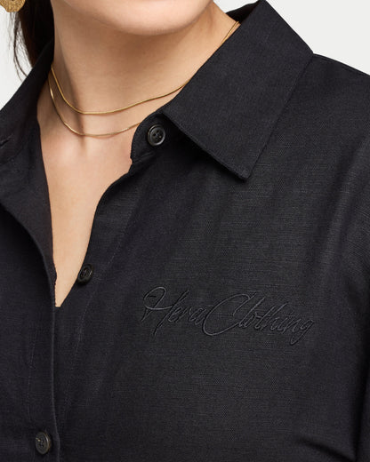 Womens Resort Linen Dual-Wear Shirt