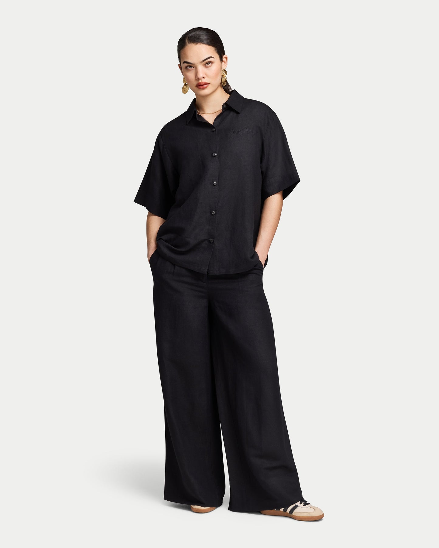 Womens Resort Linen Dual-Wear Shirt