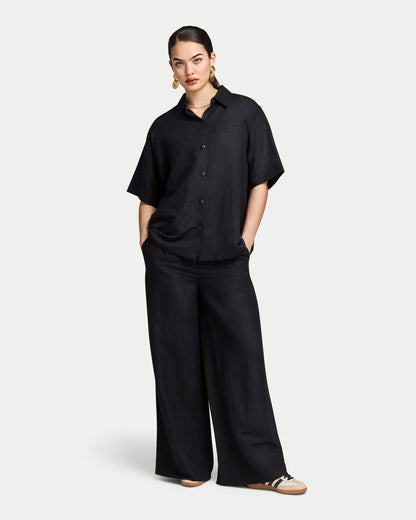 Womens Resort Linen Dual-Wear Shirt