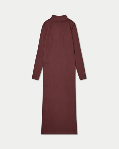 Womens Ribbed Base Long Sleeve Midi Dress