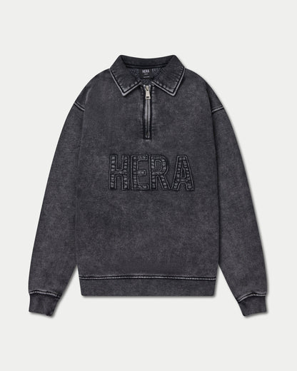 Mens Signature Washed Oversized 1/4 Zip Sweatshirt
