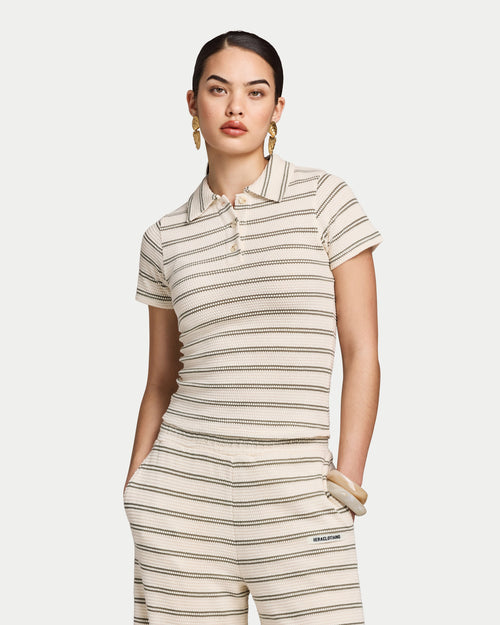 Womens Resort Crochet Polo