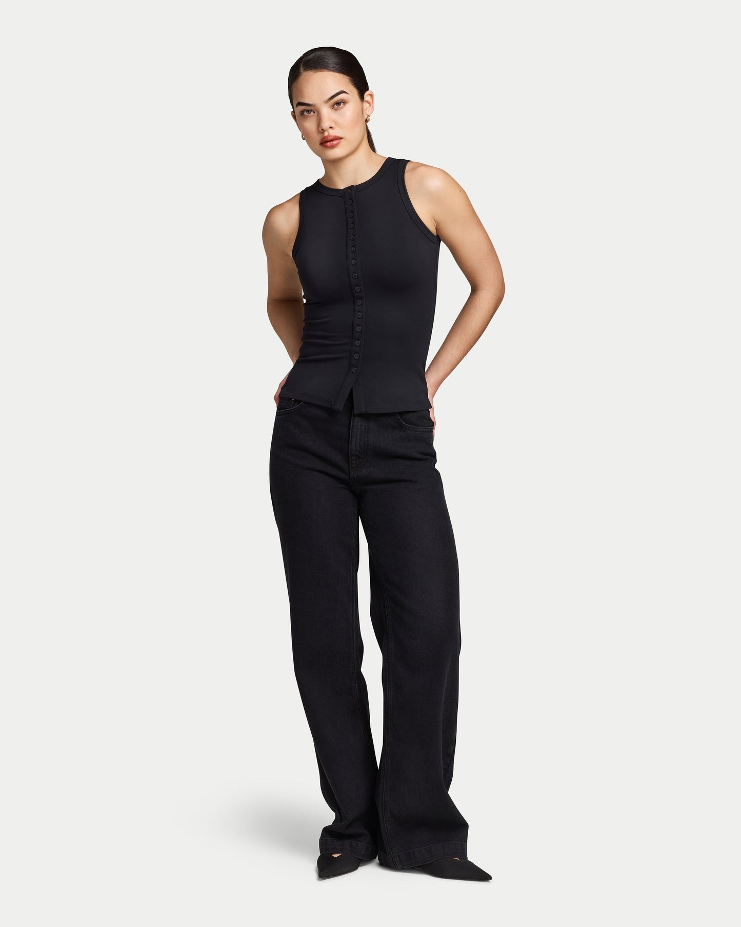 Womens Essentials Button Top