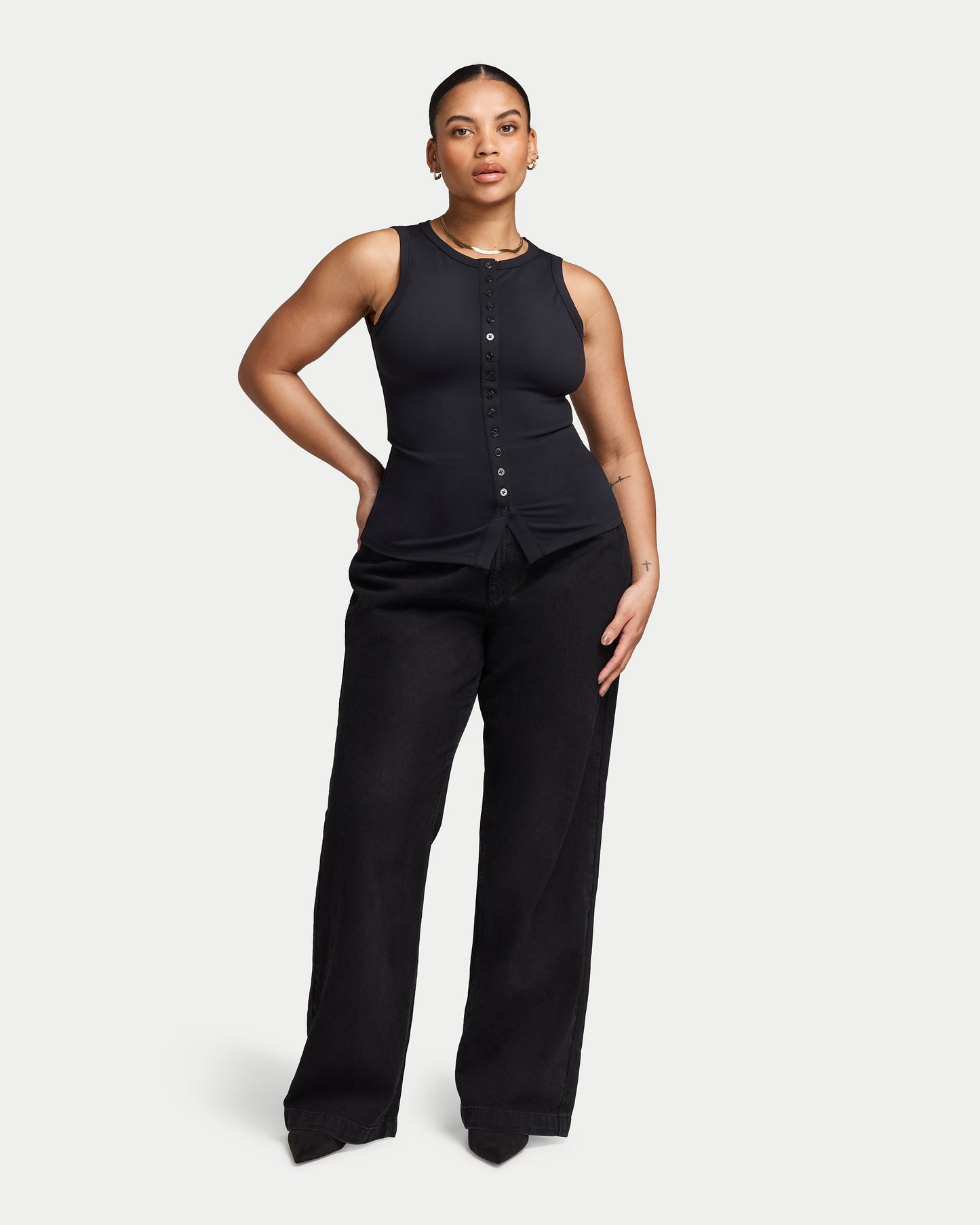 Womens Essentials Button Top