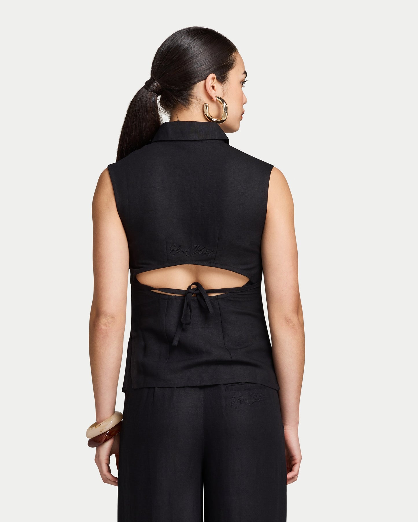 Womens Resort Linen Waistcoat