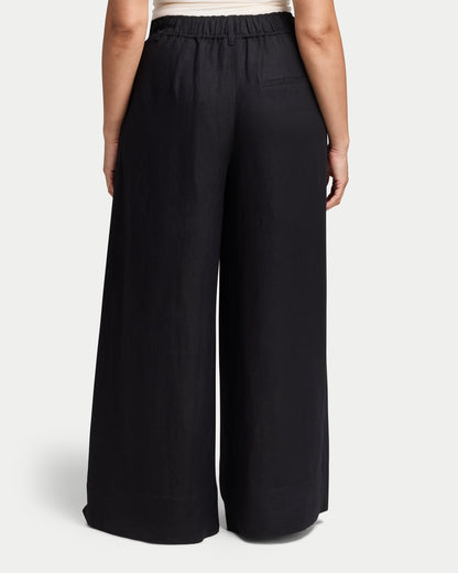 Womens Resort Linen Wide Leg Trouser