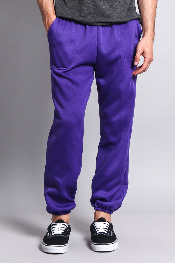 Basic Solid Color Fleece Sweatpants