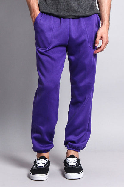 Basic Solid Color Fleece Sweatpants