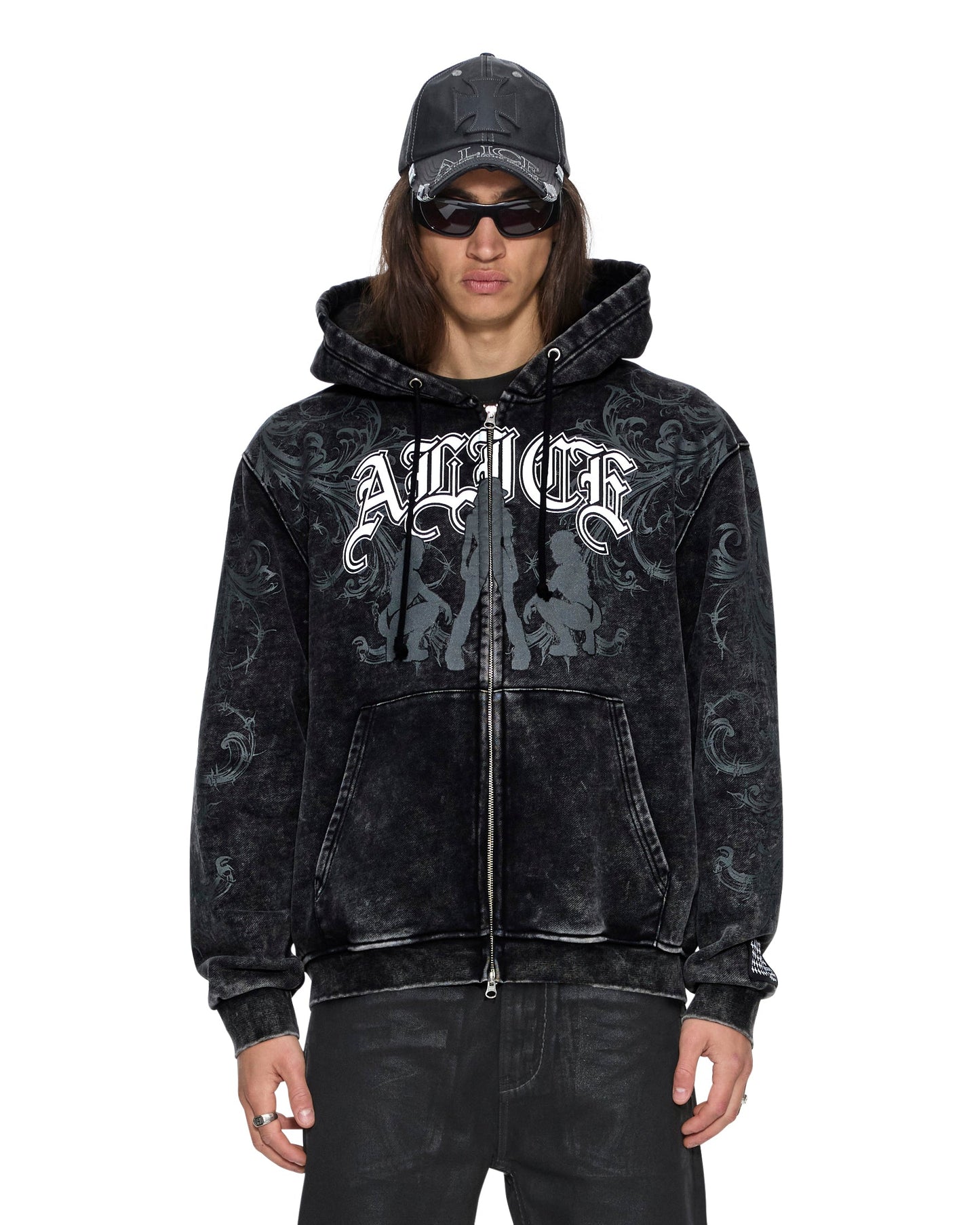 KSUBI X ALICE HOLLYWOOD GRAPHIC ZIP HOODIE BLACK