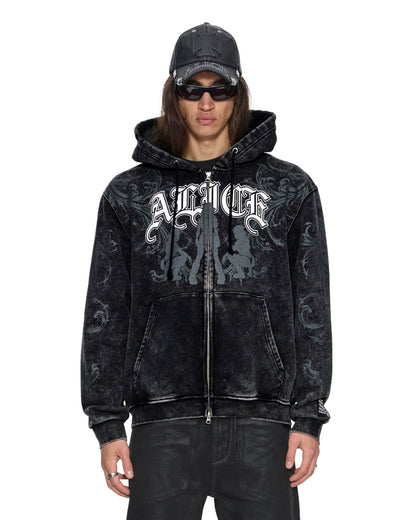 KSUBI X ALICE HOLLYWOOD GRAPHIC ZIP HOODIE BLACK