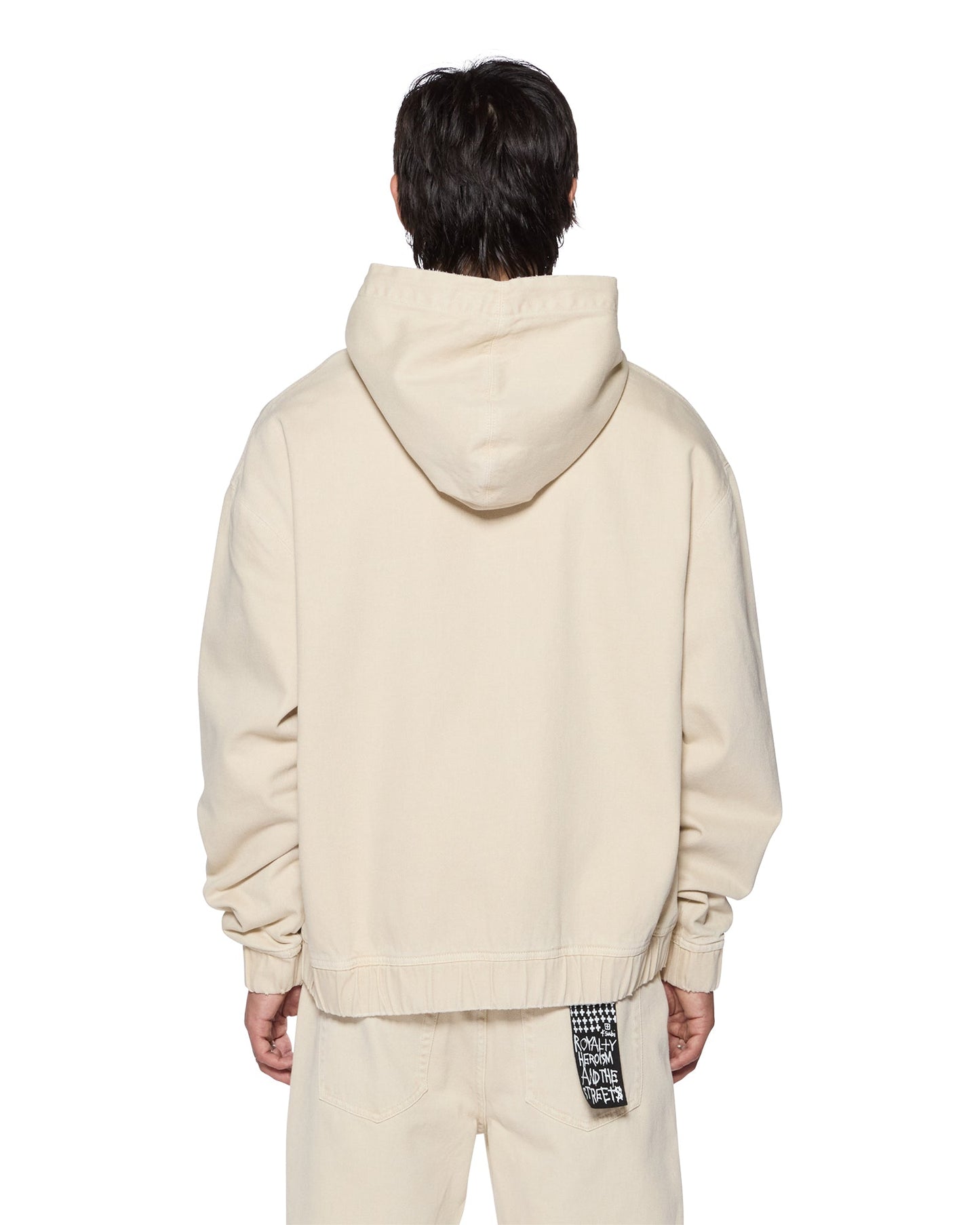 ZIPPED DENIM HOODIE ECRU