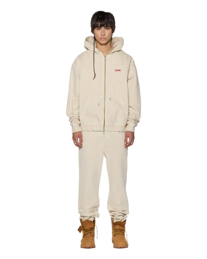 ZIPPED DENIM HOODIE ECRU