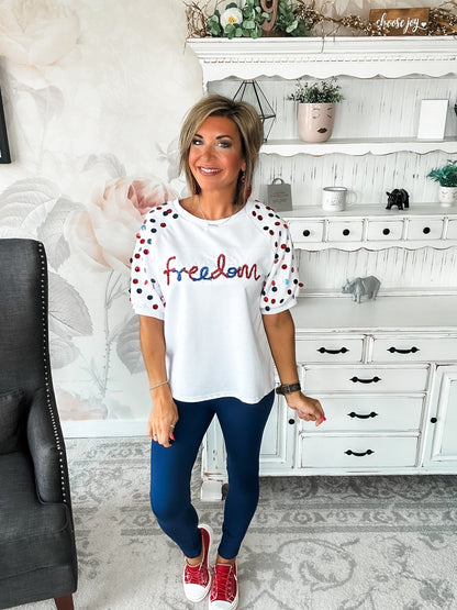 Let Freedom Ring Sequin Sleeve Top