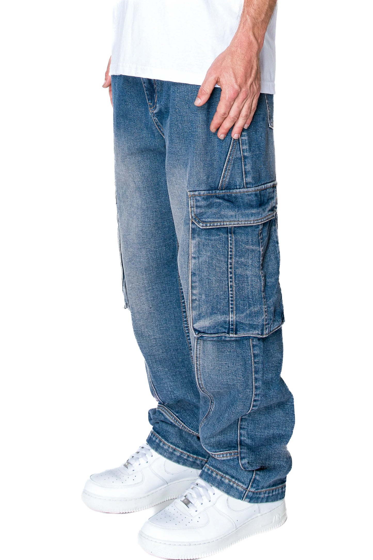 Men's Baggy Fit Cargo Denim Jeans