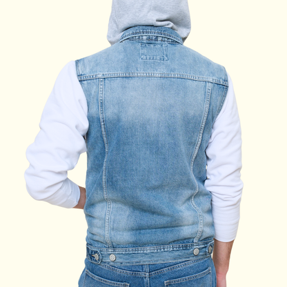 Detachable Hood Denim Vest