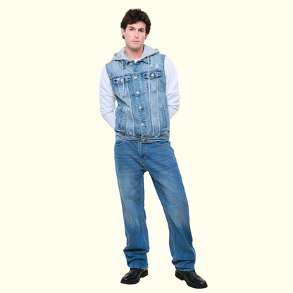 Detachable Hood Denim Vest
