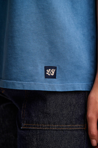 Inessa - Cotton Cap Sleeve T-Shirt in Blue