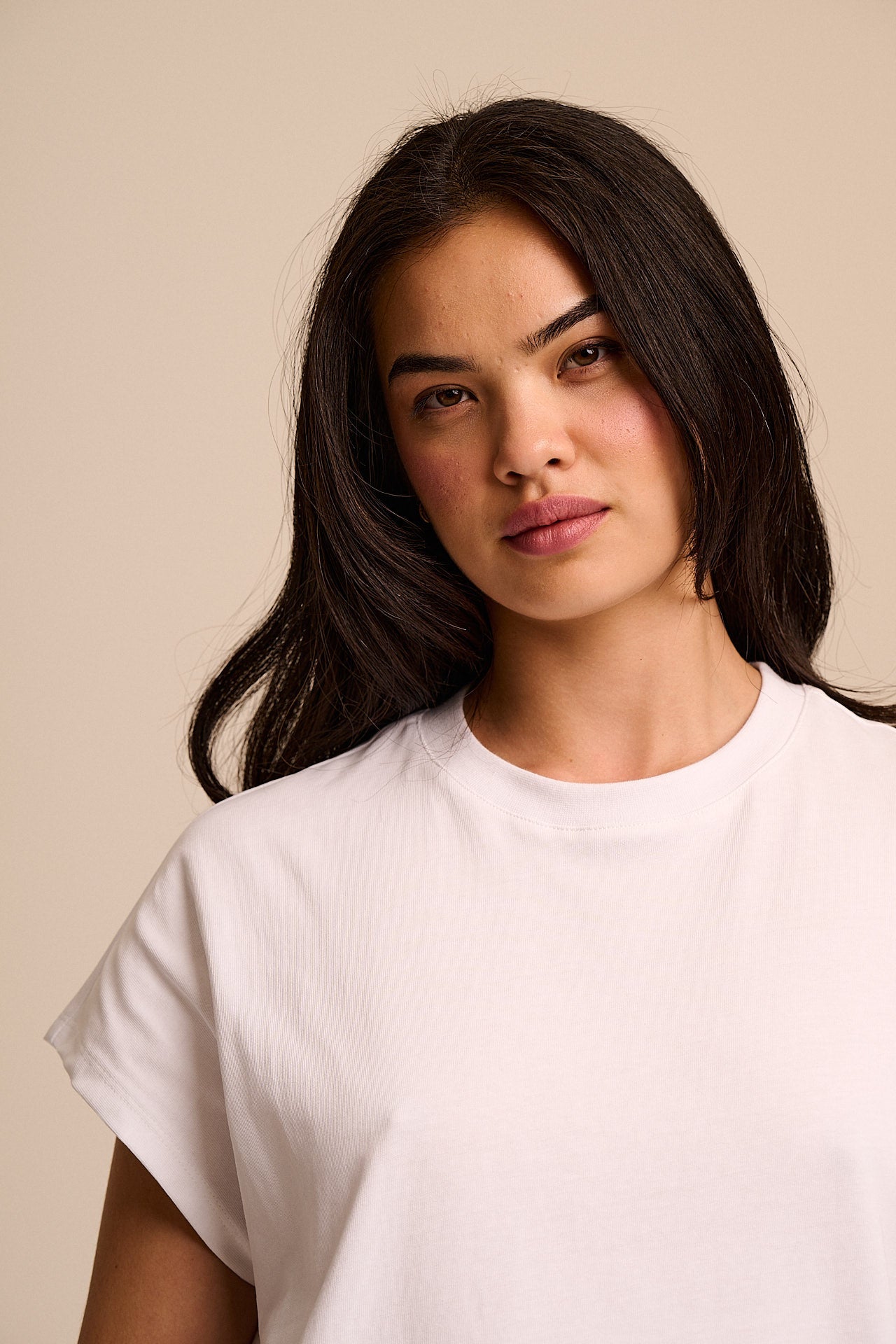 Inessa - Cotton Cap Sleeve T-Shirt in White