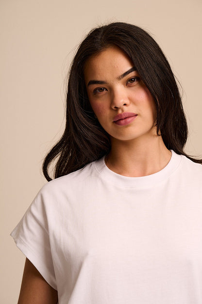 Inessa - Cotton Cap Sleeve T-Shirt in White