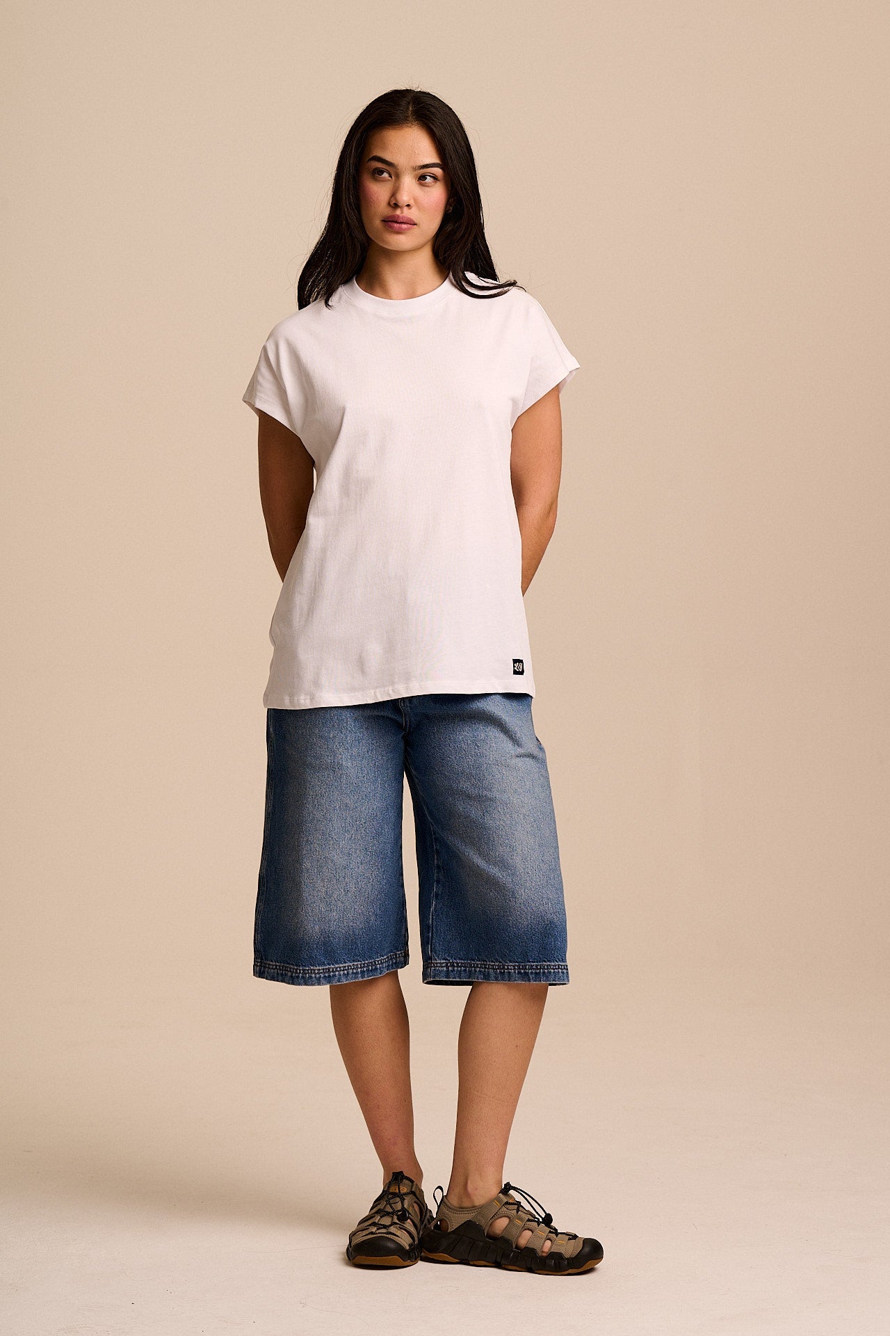 Inessa - Cotton Cap Sleeve T-Shirt in White