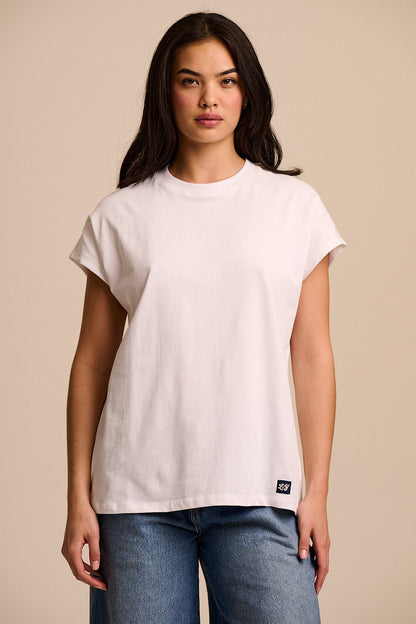 Inessa - Cotton Cap Sleeve T-Shirt in White