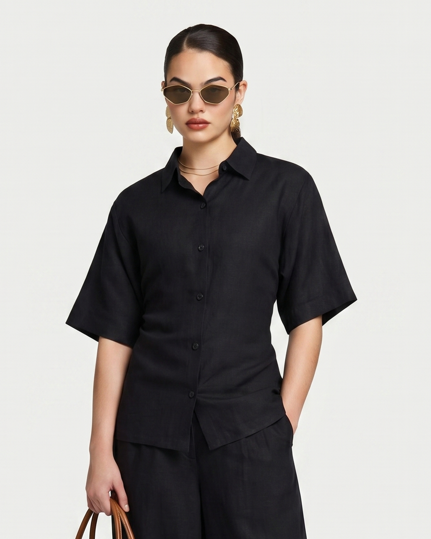 Womens Resort Linen Dual-Wear Shirt