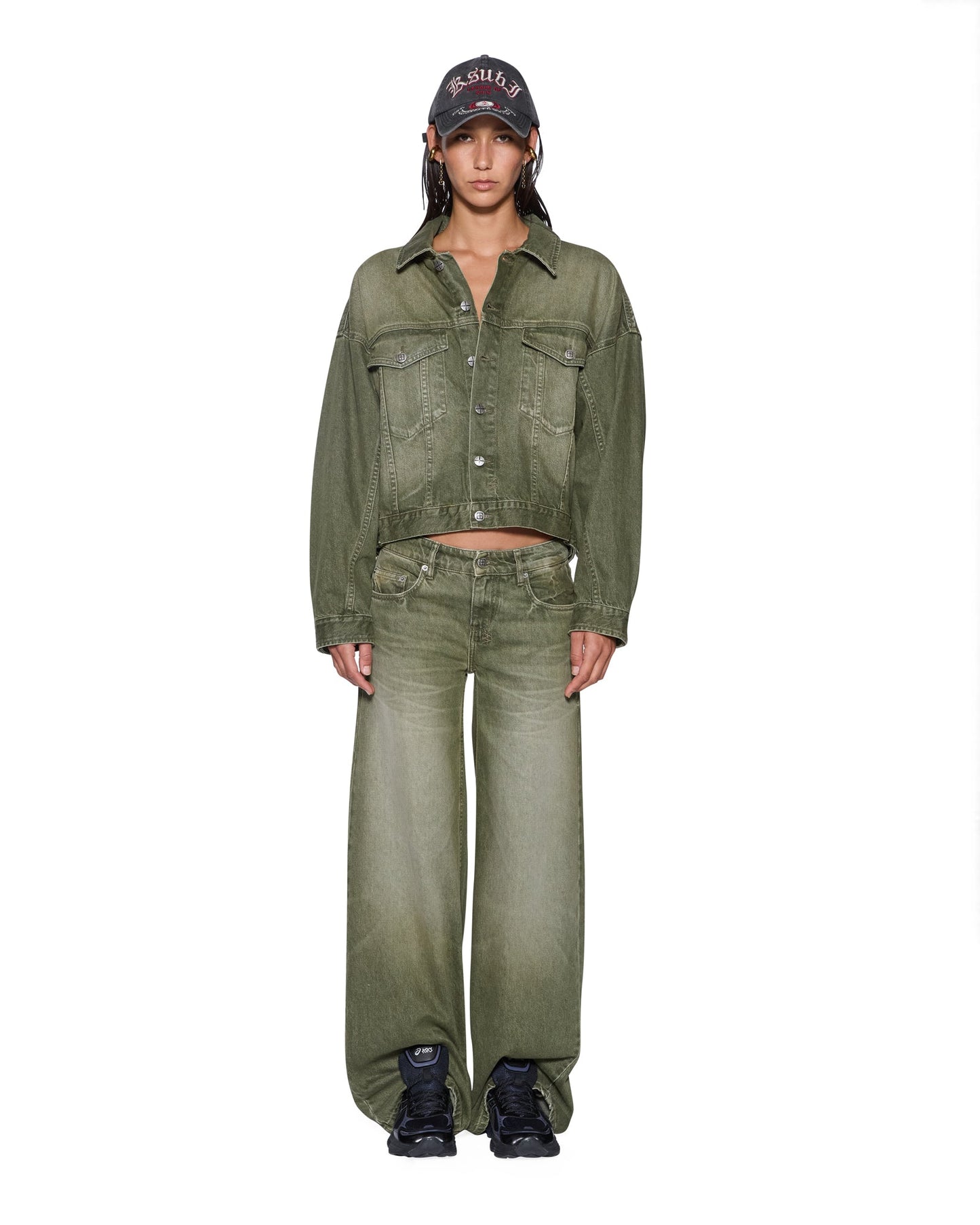 DROPOUT LOW RISE JEAN MILITANT GREEN