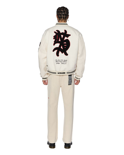 PLAYOFF VARSITY JACKET ECRU