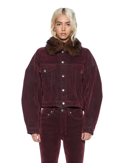 RELAXED TRUCKER JACKET MERLOT
