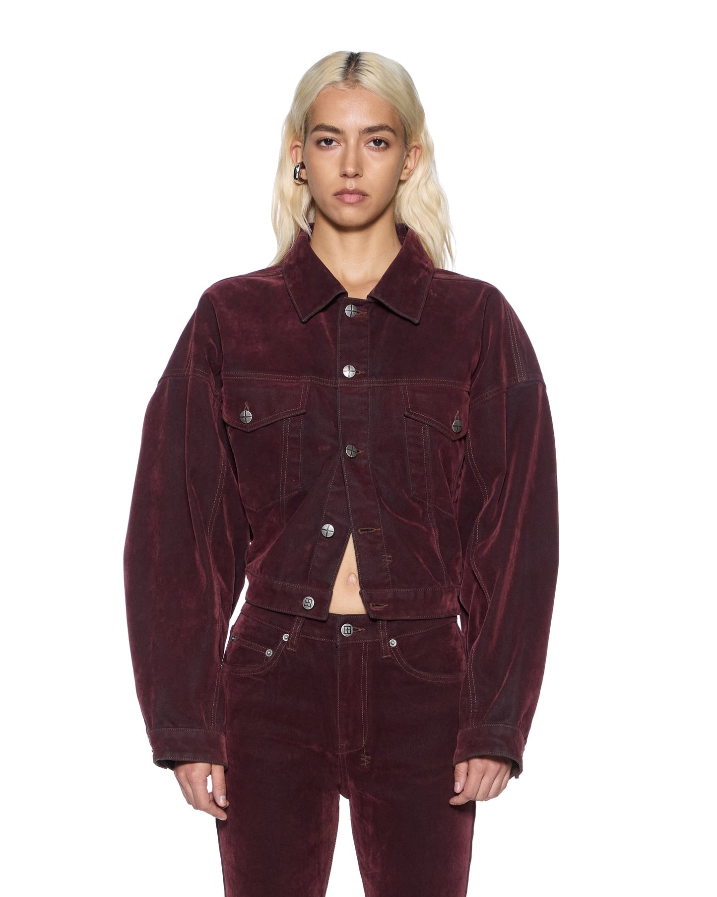 RELAXED TRUCKER JACKET MERLOT
