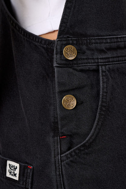 Jara - Denim Dungarees Shorts in Black Wash