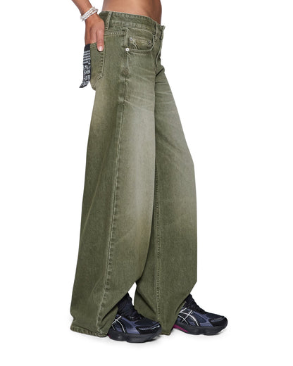 DROPOUT LOW RISE JEAN MILITANT GREEN