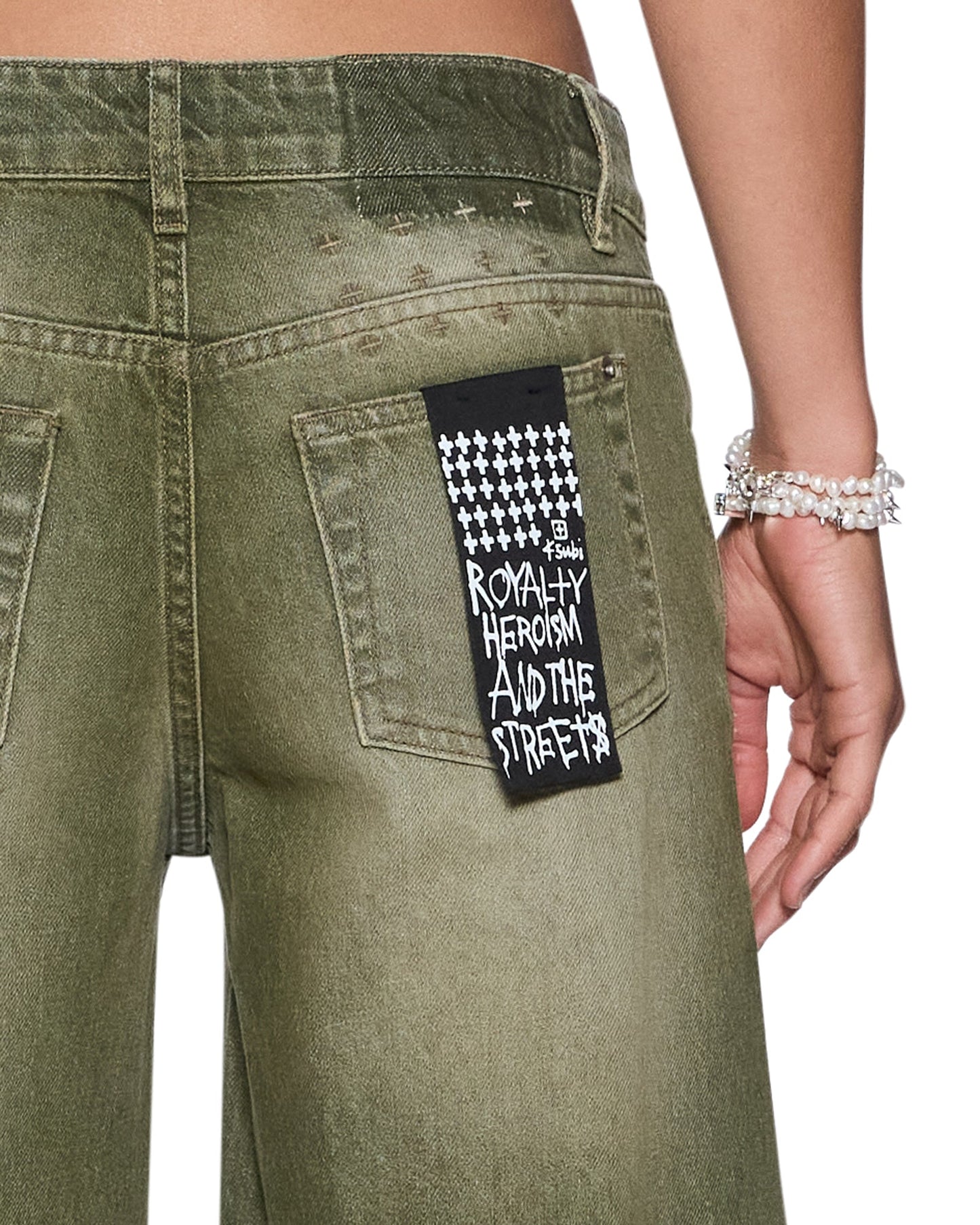 DROPOUT LOW RISE JEAN MILITANT GREEN