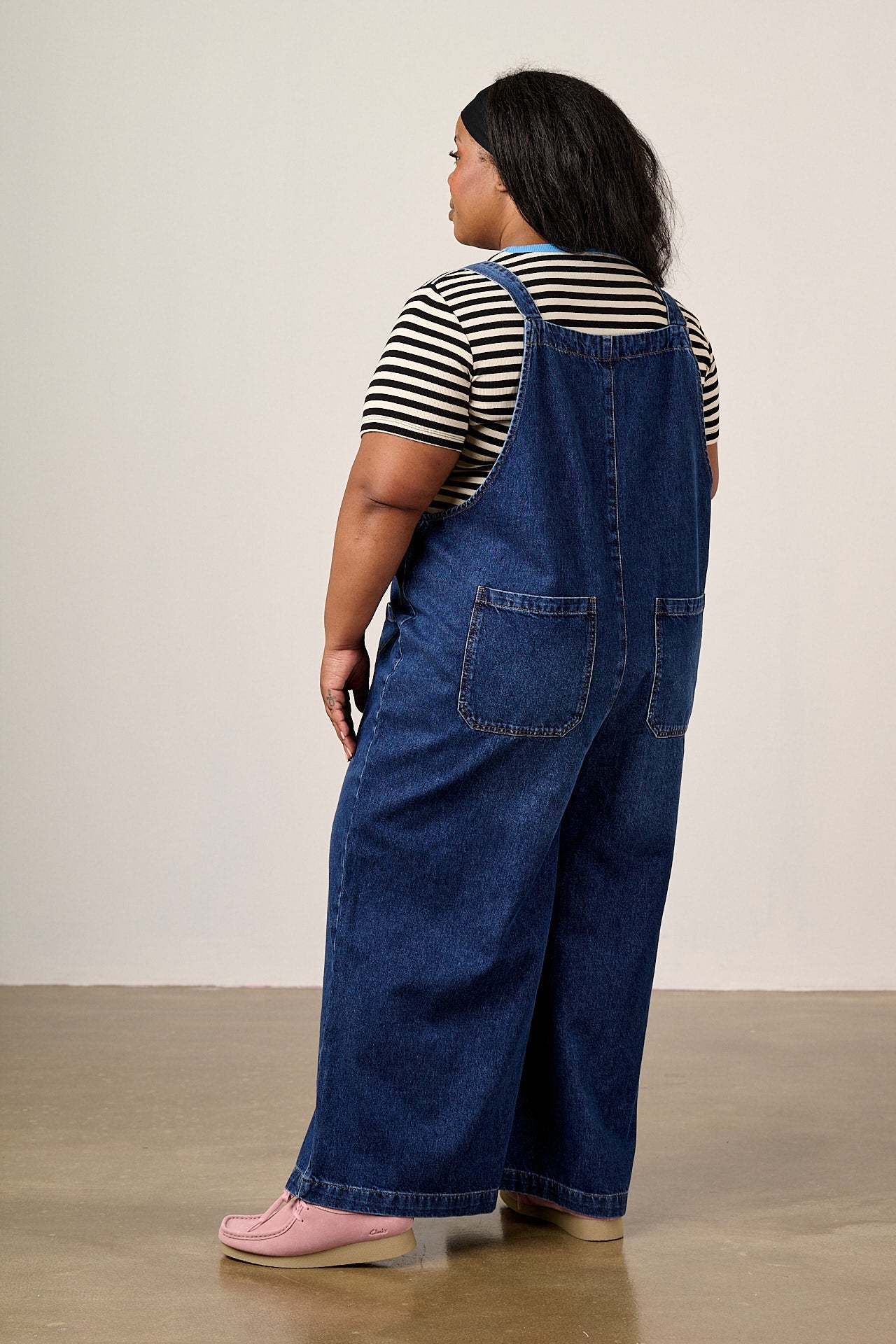 Jenny - Denim Wide Leg Dungarees in Vintage Wash