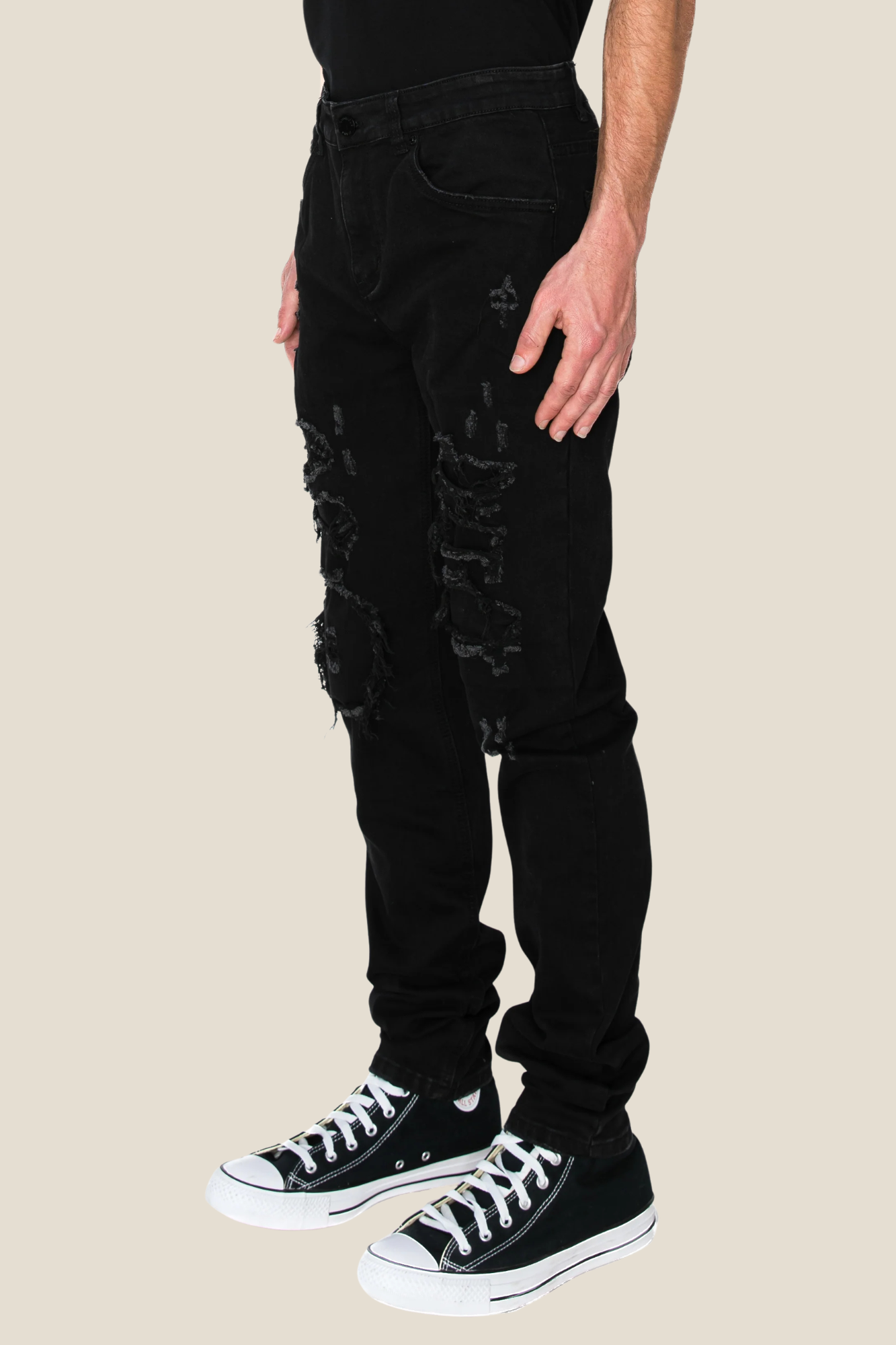 Faded Ripped Repair Denim Jeans