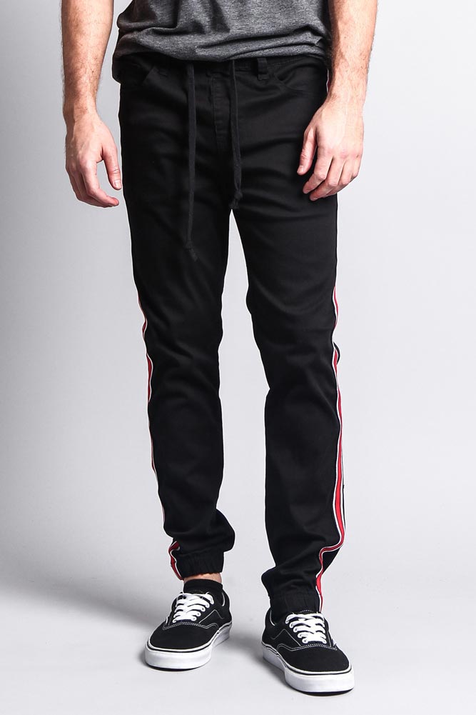 Men's Track Style Side Striped Joggers