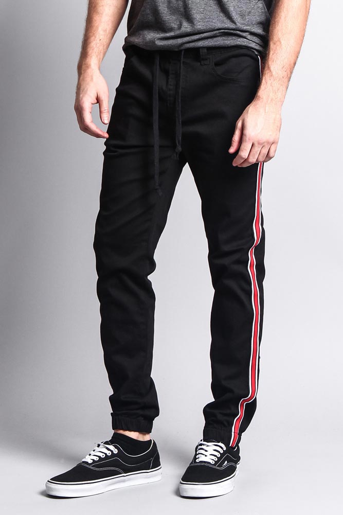 Men's Track Style Side Striped Joggers