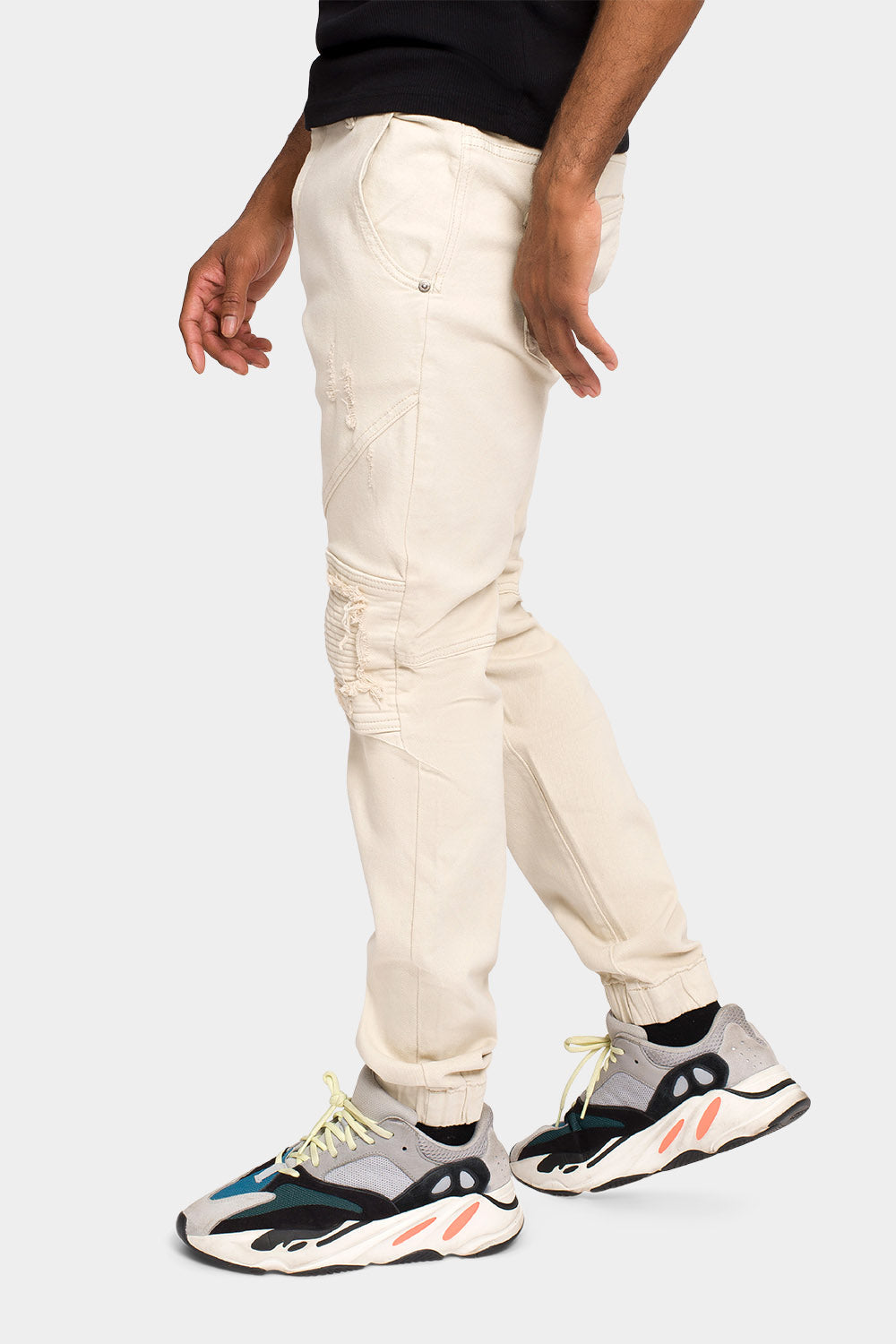 Distressed Ribbed Cuff Jeans